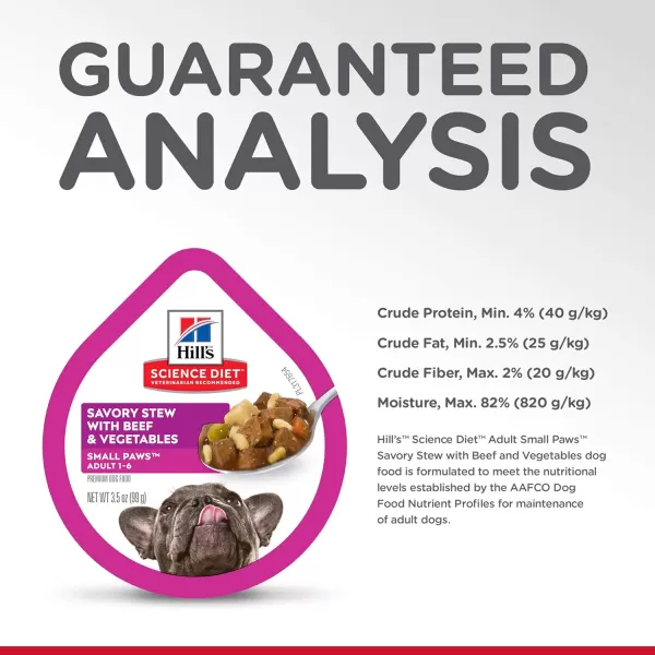 imageHills Science Diet Wet Dog Food Adult Small Paws for Small Breeds Savory Stew Beef amp Vegetables 12PackHills Science Diet Wet Dog Food Adult Small Paws for Small Breeds Savory Stew Beef amp Vegetables 12Pack