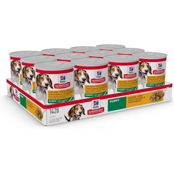 imageHills Science Diet Wet Dog Food Puppy Savory Stew with Chicken amp Vegetables Recipe 128 oz Cans 12PackChicken amp Vegetables