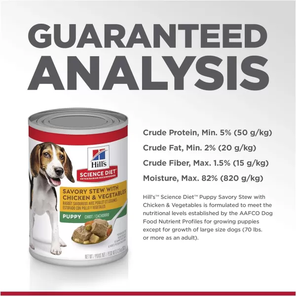 imageHills Science Diet Wet Dog Food Puppy Savory Stew with Chicken amp Vegetables Recipe 128 oz Cans 12PackChicken amp Vegetables