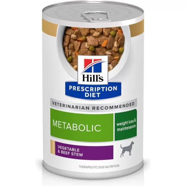 imageHills Prescription Diet Metabolic Weight Management Vegetable amp Chicken Stew Wet Dog Food Veterinary Diet 125 oz Cans 12PackVegetable amp Beef Stew 12 x 125 oz