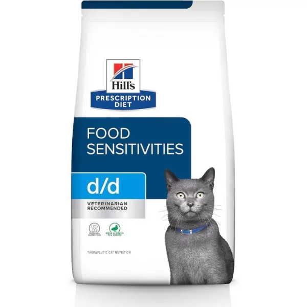 imageHills Prescription Diet dd Food Sensitivities Duck amp Green Pea Formula Dry Cat Food Veterinary Diet 85 lb Bag85 Pound Pack of 1