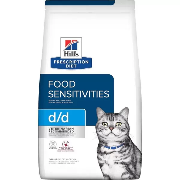 imageHills Prescription Diet dd Food Sensitivities Venison amp Green Pea Formula Dry Cat Food Veterinary Diet 85 lb Bag35 Pound Pack of 1