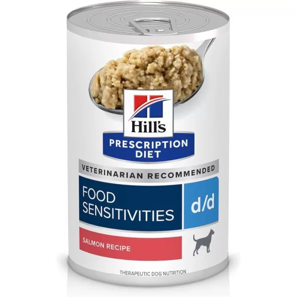 imageHills Prescription Diet dd SkinFood Sensitivities Grain Free Potato amp Salmon Flavor Dry Dog Food Veterinary Diet 25 lb Bag12 x 13 oz Cans