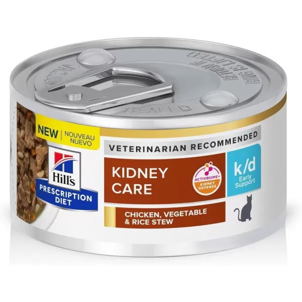 imageHills Prescription Diet kd Early Support Kidney Care Chicken Vegetable amp Rice Stew Canned Cat Food Veterinary Diet 29 oz 24Pack Wet Food24 x 29 oz Cans