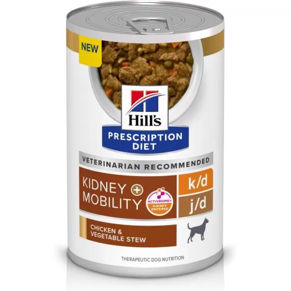 imageHills Prescription Diet kd Kidney Care  jd Joint Care Chicken amp Vegetable Stew Flavor Wet Dog Food Veterinary Diet 125 oz Cans 12Pack12 x 125 oz Cans