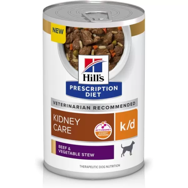 imageHills Prescription Diet kd Kidney Care Beef amp Vegetable Stew Wet Dog Food Veterinary Diet 125 oz Cans 12PackBeef amp Vegetable Stew 125 Ounce Pack of 12