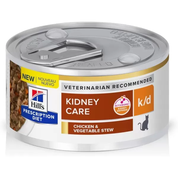 imageHills Prescription Diet kd Kidney Care with Tuna Wet Cat Food Veterinary Diet 55 oz Cans 24PackChicken amp Vegetable Stew 29 Ounce Pack of 24