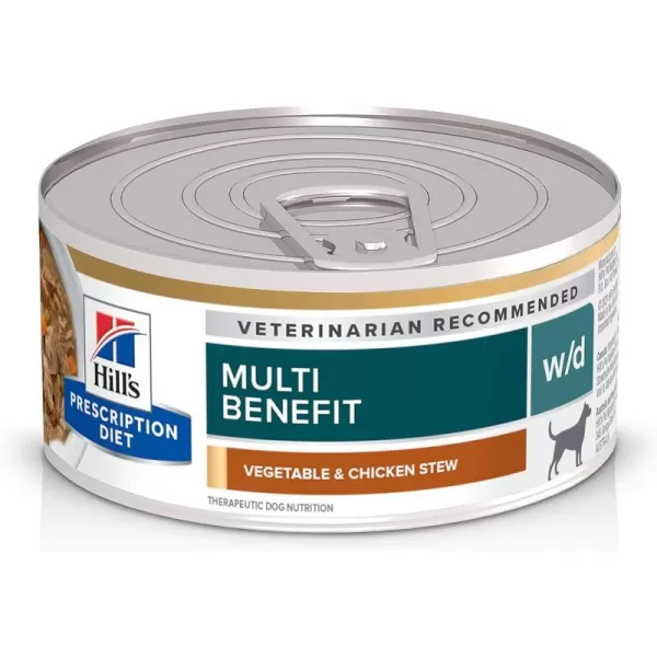 imageHills Prescription Diet wd MultiBenefit DigestiveWeightGlucoseUrinary Management Vegetable amp Chicken Stew Wet Dog Food Veterinary Diet 55 oz Cans 24Pack24 x 55 oz