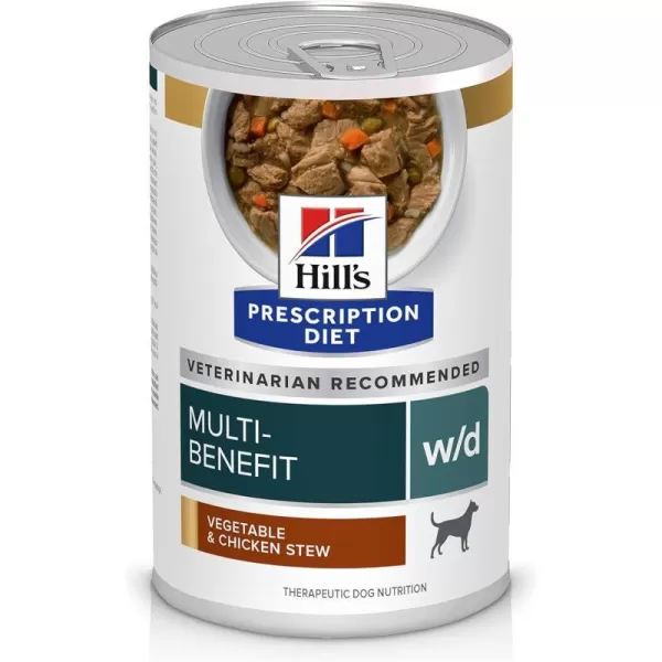 imageHills Prescription Diet wd MultiBenefit DigestiveWeightGlucoseUrinary Management Vegetable amp Chicken Stew Wet Dog Food Veterinary Diet 55 oz Cans 24Pack125 Ounce Pack of 12