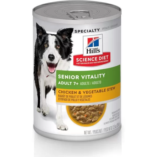 imageHills Science Diet Adult 7 Senior Vitality Dry Dog Food 215 lb BagWet Food 125 Ounce Pack of 12