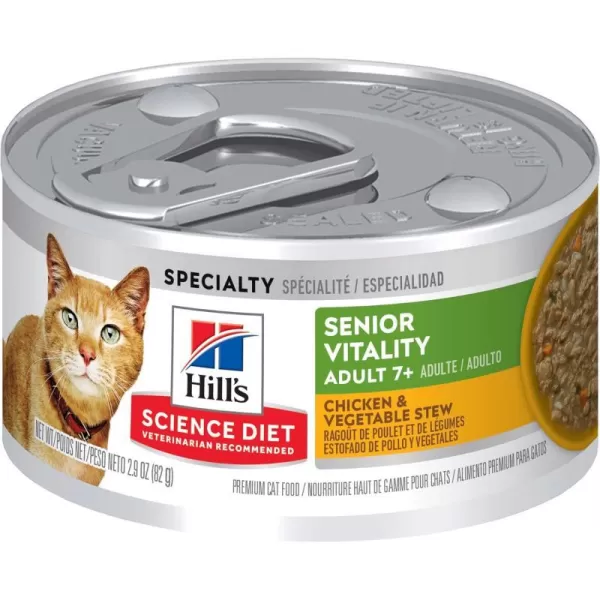 imageHills Science Diet Adult 7 Senior Vitality Wet Cat Food Chicken amp Vegetable Entree 29 oz Cans 24PackChicken amp Vegetable  Stew 29 Ounce Pack of 24
