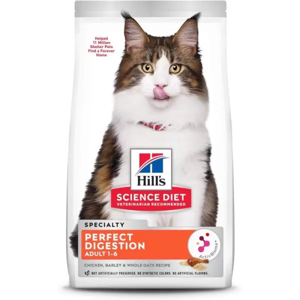 imageHills Science Diet Adult Cat Dry Perfect Digestion Chicken Brown Rice amp Whole Oats Recipe 13 lb BagHills Science Diet Adult Cat Dry Perfect Digestion Chicken Brown Rice amp Whole Oats Recipe 13 lb Bag