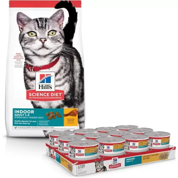 imageHills Science Diet Adult Indoor Chicken Recipe Dry Cat Food 155 lb Bag155 Pound Pack of 1  55 oz Cans 24 Pack