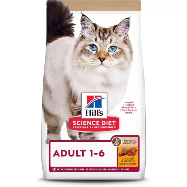 imageHills Science Diet Adult No Corn Wheat or Soy Dry Cat Food Chicken Recipe 15 lb Bag7 Pound Pack of 1