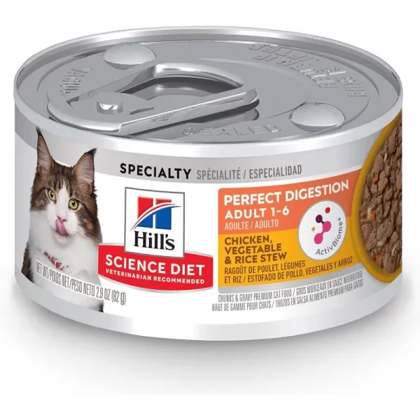 imageHills Science Diet Adult Perfect Digestion Wet Cat Food Chicken Vegetable amp Rice Stew 29 oz Cans 24PackHills Science Diet Adult Perfect Digestion Wet Cat Food Chicken Vegetable amp Rice Stew 29 oz Cans 24Pack