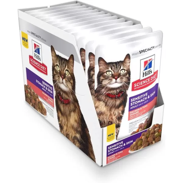 imageHills Science Diet Adult Sensitive Stomach amp Skin Wet Cat Food Pouches Salmon amp Tuna 28 oz 24PackHills Science Diet Adult Sensitive Stomach amp Skin Wet Cat Food Pouches Salmon amp Tuna 28 oz 24Pack