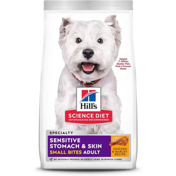 imageHills Science Diet Adult Sensitive Stomach and Skin Small Bites Dry Dog Food Chicken amp Barley Recipe 15 lb Bag30 Pound Pack of 1