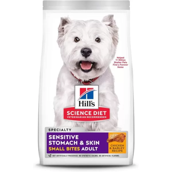 imageHills Science Diet Adult Sensitive Stomach and Skin Small Bites Dry Dog Food Chicken amp Barley Recipe 4 lb Bag4 Pound Pack of 1