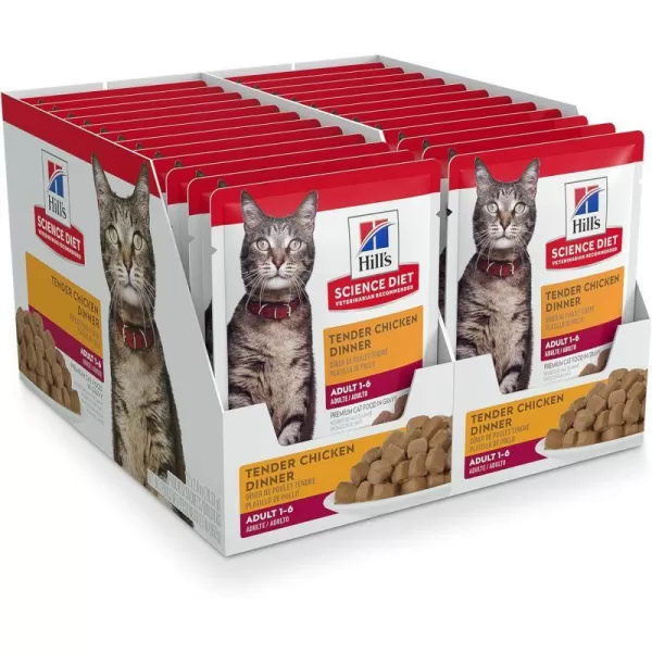imageHills Science Diet Adult Wet Cat Food Pouches Variety Pack 12PackChicken 28 Ounce Pack of 24