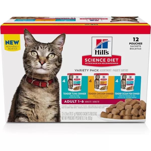 imageHills Science Diet Adult Wet Cat Food Pouches Variety Pack 12PackVariety Pack 28 Ounce Pack of 12