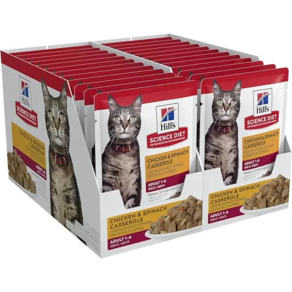imageHills Science Diet Canned Wet Cat Food Adult Tender Chunks amp Gravy Recipes 55 oz Cans 24PackChicken Spinach 28 Ounce Pack of 24