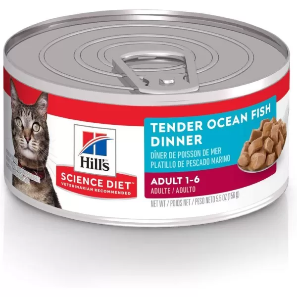 imageHills Science Diet Canned Wet Cat Food Adult Tender Chunks amp Gravy Recipes 55 oz Cans 24PackTender Ocean Fish 55 Ounce Pack of 1