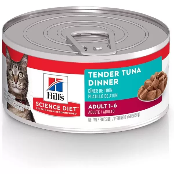 imageHills Science Diet Canned Wet Cat Food Adult Tender Chunks amp Gravy Recipes 55 oz Cans 24PackTuna 55 Ounce Pack of 1