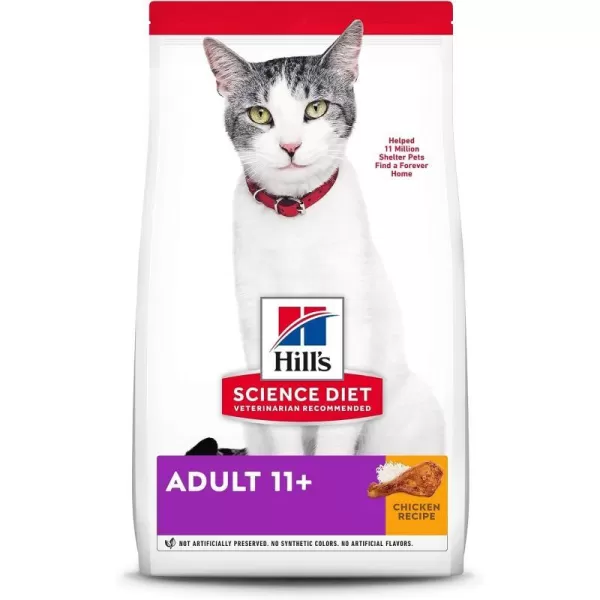 imageHills Science Diet Dry Cat Food Adult 11 for Senior Cats Chicken Recipe 155 lb Bag7 Pound Pack of 1