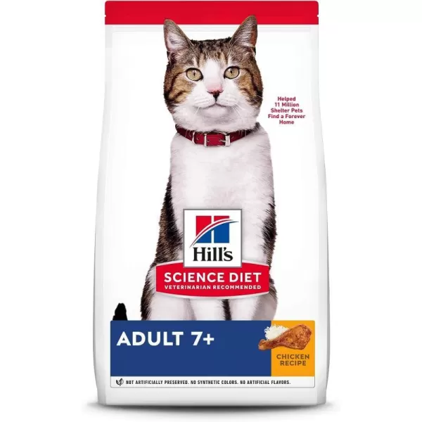 imageHills Science Diet Dry Cat Food Adult 7 for Senior Cats Chicken Recipe 7 lb Bag16 Pound Pack of 1