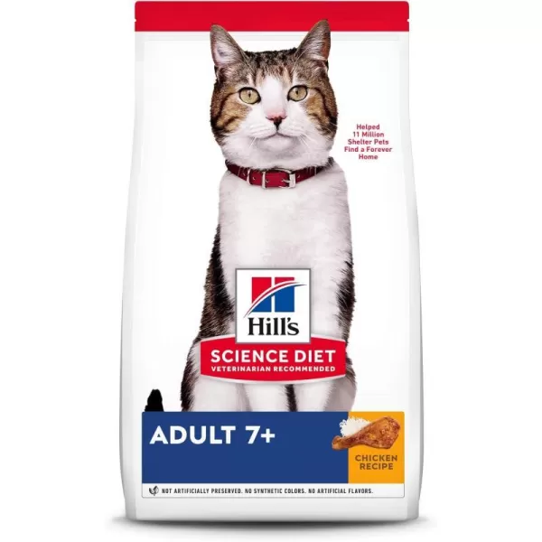 imageHills Science Diet Dry Cat Food Adult 7 for Senior Cats Chicken Recipe 7 lb Bag4 Pound Pack of 1