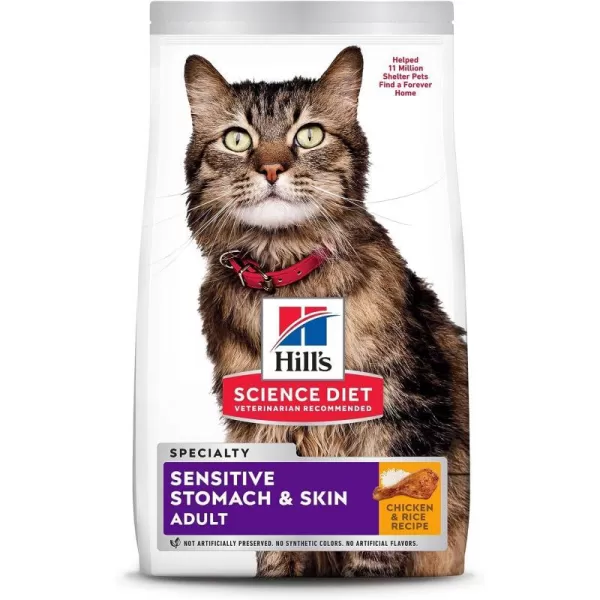 imageHills Science Diet Dry Cat Food Adult Sensitive Stomach amp Skin Chicken amp Rice Recipe 7 lb BagHills Science Diet Dry Cat Food Adult Sensitive Stomach amp Skin Chicken amp Rice Recipe 7 lb Bag