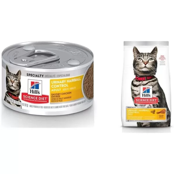 imageHills Science Diet Dry Cat Food Adult Urinary amp Hairball Control Chicken Recipe 7 lb Bag155 Pound Pack of 1  55 Oz Cans 24 Pack