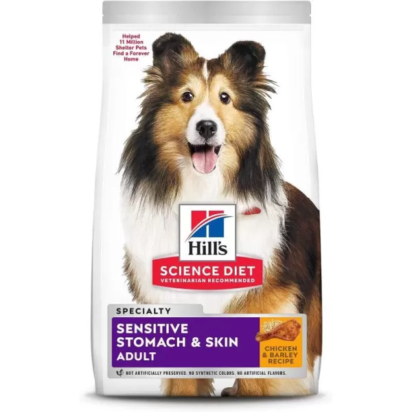 imageHills Science Diet Dry Dog Food Adult Sensitive Stomach amp Skin Chicken Recipe 155 lb BagChicken amp Barley 4 Pound Pack of 1