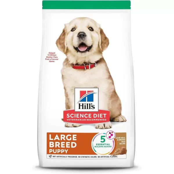imageHills Science Diet Dry Dog Food Puppy Large Breeds With Real Meat And Whole Grains Chicken Meal And Oats Recipe 155 lb BagLamb Meal amp Brown Rice 30 Pound Pack of 1