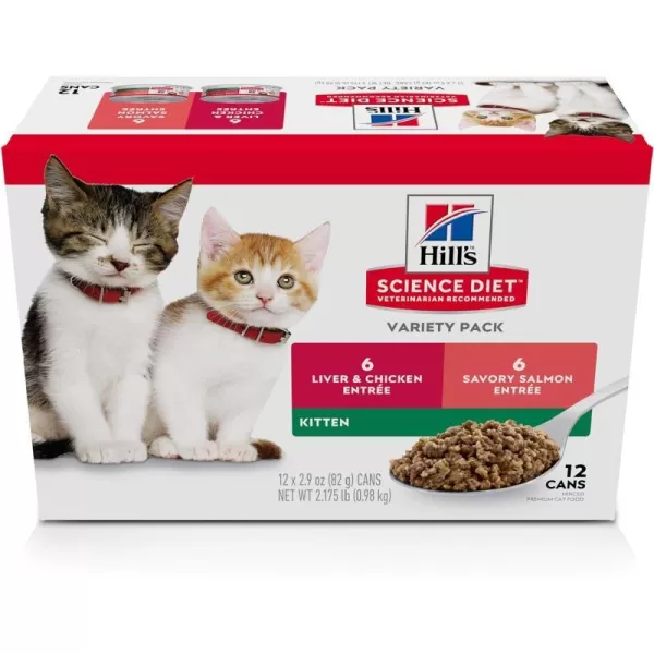 imageHills Science Diet Kitten Wet Cat Food Variety Pack Liver amp Chicken and Savory Salmon 29 oz Cans 12PackHills Science Diet Kitten Wet Cat Food Variety Pack Liver amp Chicken and Savory Salmon 29 oz Cans 12Pack