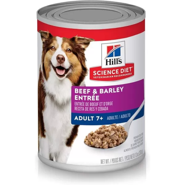 imageHills Science Diet Senior 7 Canned Wet Dog Food Variety Pack Chicken and Beef Recipes 13 oz Cans 12PackBeef amp Barley 13 Ounce Pack of 12