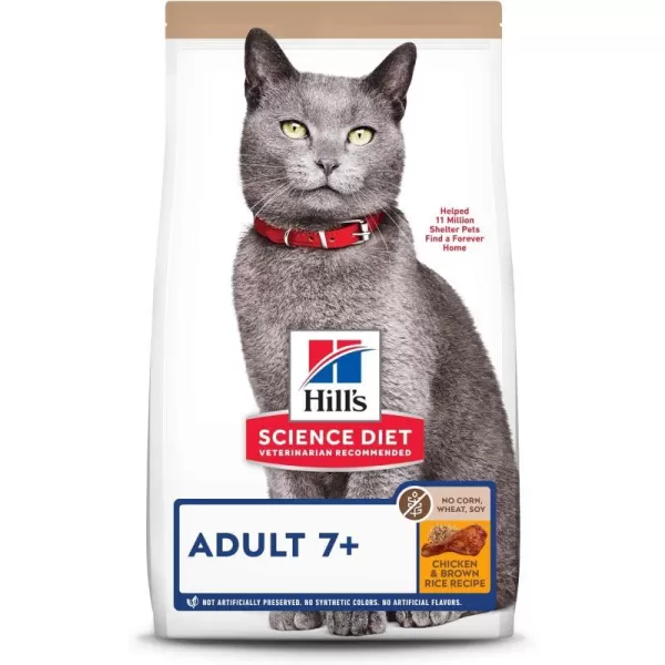 imageHills Science Diet Senior 7 No Corn Wheat or Soy Dry Cat Food Chicken Recipe 7 lb Bag7 Pound Pack of 1