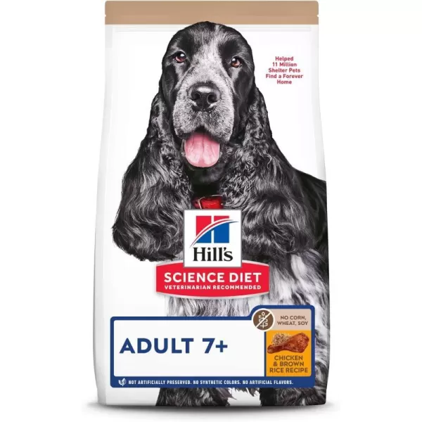 imageHills Science Diet Senior 7 No Corn Wheat or Soy Dry Dog Food Chicken Recipe 15 lb Bag4 Pound Pack of 1
