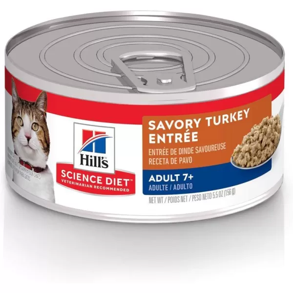 imageHills Science Diet Senior 7 Wet Cat Food Savory Turkey Entre 55 oz Cans 24PackHills Science Diet Senior 7 Wet Cat Food Savory Turkey Entre 55 oz Cans 24Pack