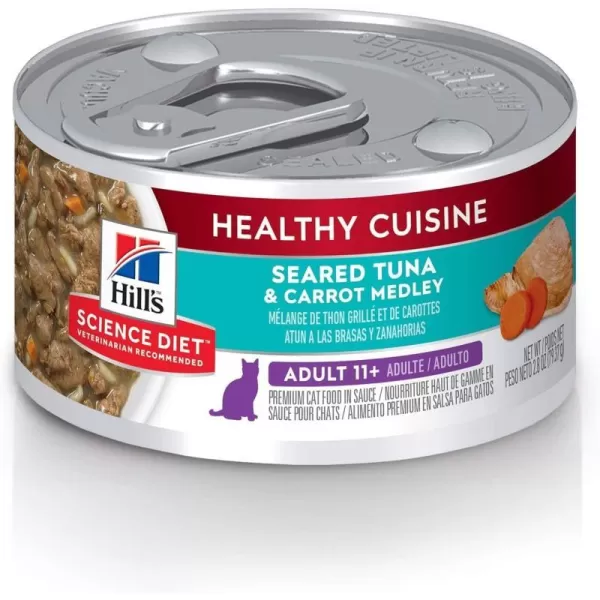 imageHills Science Diet Wet Cat Food Adult 11 for Senior Cats Healthy Cuisine Seared Tuna amp Carrot Recipe 28 oz Cans 24PackAdult 11  Tuna amp Carrot