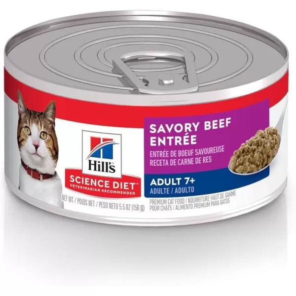 imageHills Science Diet Wet Cat Food Adult 7 Savory Beef Entre 55 oz Cans 24PackBeef