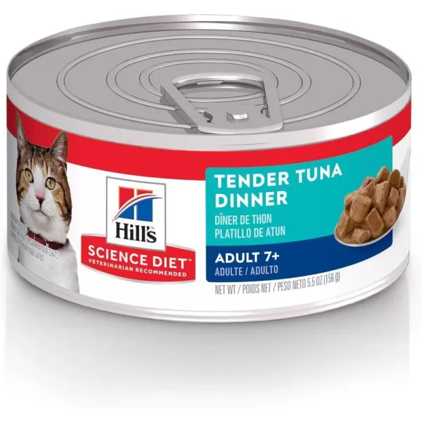 imageHills Science Diet Wet Cat Food Adult 7 Tender Tuna Dinner 55 oz Cans 24PackTender Tuna  Chunks amp Gravy