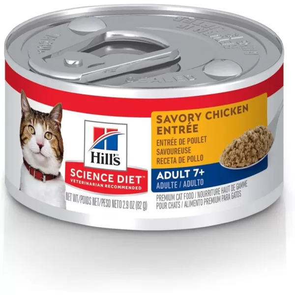 imageHills Science Diet Wet Cat Food Adult 7 for Senior Cats Minced Savory Chicken Recipe 29 oz Cans 24PackChicken 29 Ounce Pack of 24