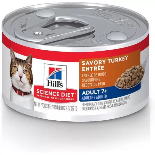 imageHills Science Diet Wet Cat Food Adult 7 for Senior Cats Minced Savory Chicken Recipe 29 oz Cans 24PackSavory Turkey 29 Ounce Pack of 24