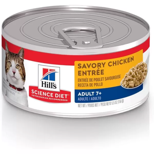 imageHills Science Diet Wet Cat Food Adult 7 for Senior Cats Savory Chicken Recipe 55 oz Cans 24PackChicken 55 Ounce Pack of 24