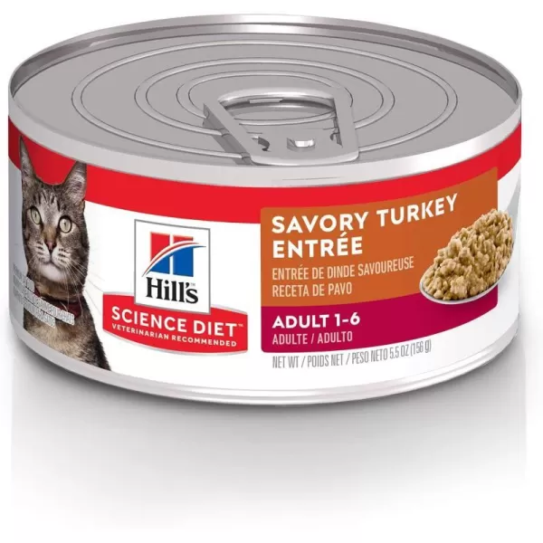 imageHills Science Diet Wet Cat Food Adult Savory Turkey Recipe 55 oz Cans 24PackSavory Turkey