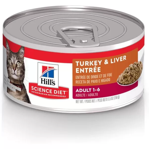 imageHills Science Diet Wet Cat Food Adult Savory Turkey Recipe 55 oz Cans 24PackTurkey Liver