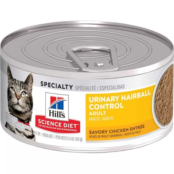 imageHills Science Diet Wet Cat Food Adult Urinary amp Hairball Control Savory Chicken Recipe 29 oz Cans 12Pack55 Ounce Pack of 24