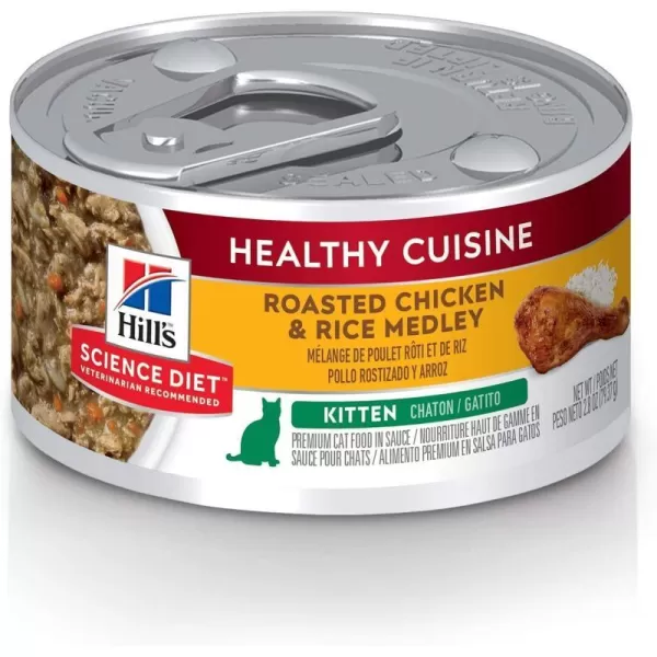 imageHills Science Diet Wet Cat Food Kitten Savory Turkey Entre 55 oz Cans 24PackRoasted Chicken amp Rice 28 Ounce Pack of 24
