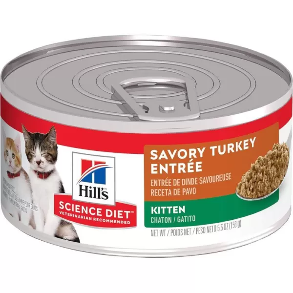 imageHills Science Diet Wet Cat Food Kitten Savory Turkey Entre 55 oz Cans 24PackSavory Turkey 55 Ounce Pack of 24